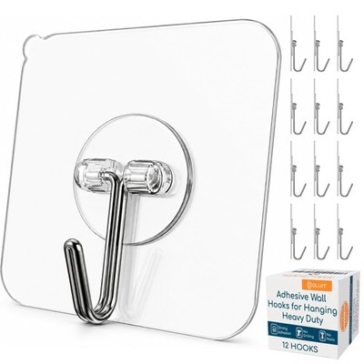 Adhesive Wall Hooks for Hanging Heavy Duty 22 lbs Hooks for Walls No Drill, T...