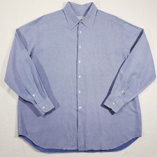 Giorgio Armani Le Collezioni Button Up Shirt Mens 17.5 44 L Blue Micro Check