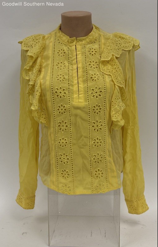 Scoth & Soda Women's Yellow Long Sleeve Ruffle Blouse - Size XS
