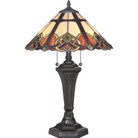 Braun Klassisch Tiffany Tischlampe Nachtlampe 2X75W/E27 40,5X59,7 [Cm]