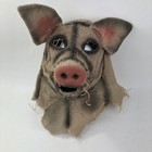 Spirit Halloween Dead pig scarecrow mask Horror Creepy Burlap Mouth Mover Saw