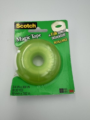 New Scotch 3M Magic Tape Fun Donut Dispenser Green On The Go 2010