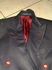 Men  s Tuxedo Blazer Jacket M Black/Red Double-Breasted 6-Button Notch Lapel