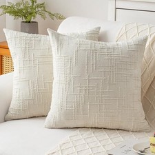 Decorative Throw Pillow Covers 20x20 Inch Set 20" x 20" Pack of 2 Cream White