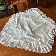 Vintage Raschel Lace Pillow Shams Set of 2 Ruffles Floral Cottage Core Washable
