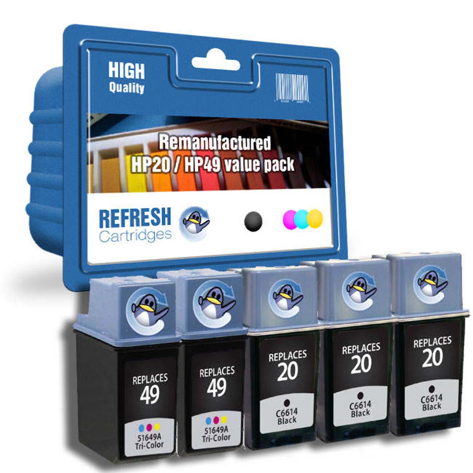 Refresh Cartridges Saver Pack 3x #20 / 2x #49 Ink Compatible With HP Printers