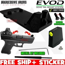 AGGRESSIVE ARMS EVOD DOVE MOUNT GLOCK RMSc Slide TRITIUM Sight Adapter + SCREWS