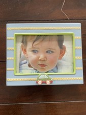 Russ Baby Picture Frame Blue/Green Stripe Car Accent, Easel Back