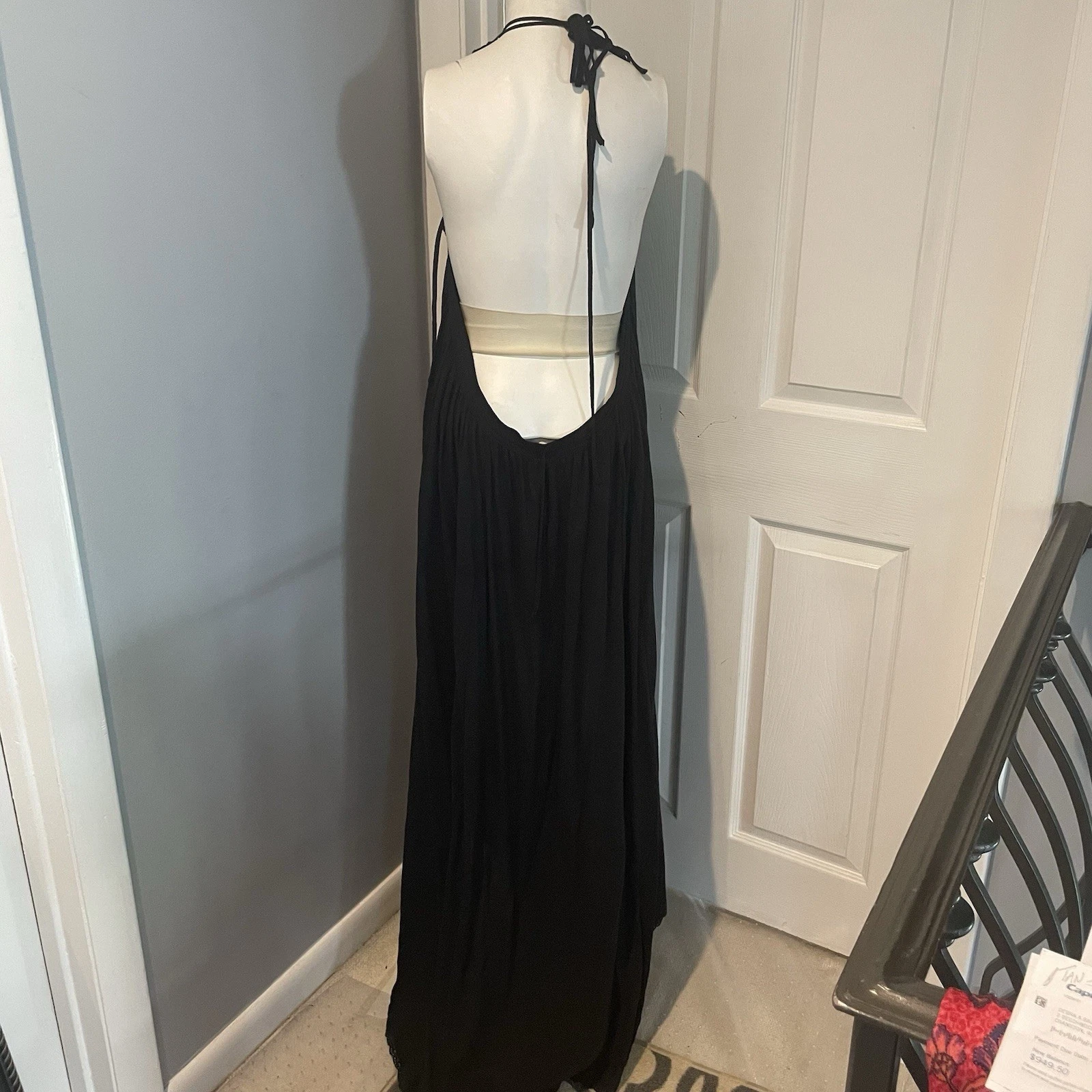 UNDERCOVER Victoria’s Secret maxi copricostume sole da spiaggia in cotone nero Halter... Nuovo con etichette