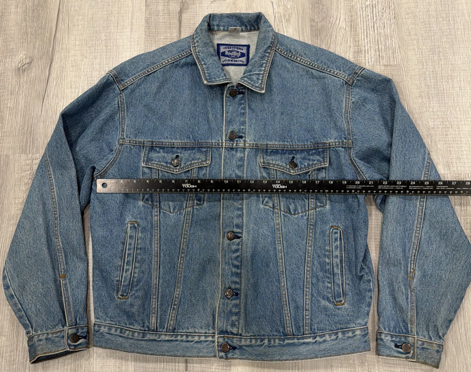 Vtg Hard Rock Cafe Jacket Mens L Denim Chicago Embroidered 90s Save The Planet - product detail image 9