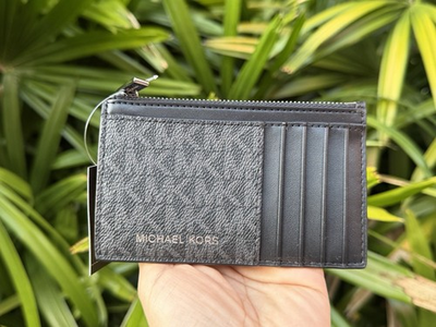 #ad Michael Kors Jet Set Cooper Slim Top Zip Card Case Wallet MK Black Multi $54.80