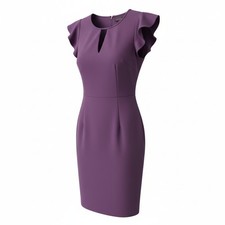 NWT Vince Camuto Women’s Lilac Sheath Short Dress Flutter Sleeve Size M