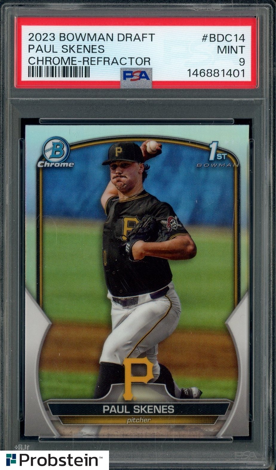 2023 Bowman Chrome Refractor #BDC14 Paul Skenes Pirates RC Rookie PSA 9 MINT