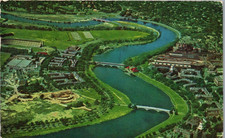 Postcard Air View Harvard University And Charles River Cambridge Massachusetts
