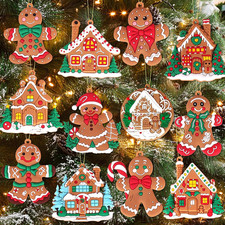 12Pcs Gingerbread Ornaments for Christmas Tree Decorations, Plastic Gingerbread