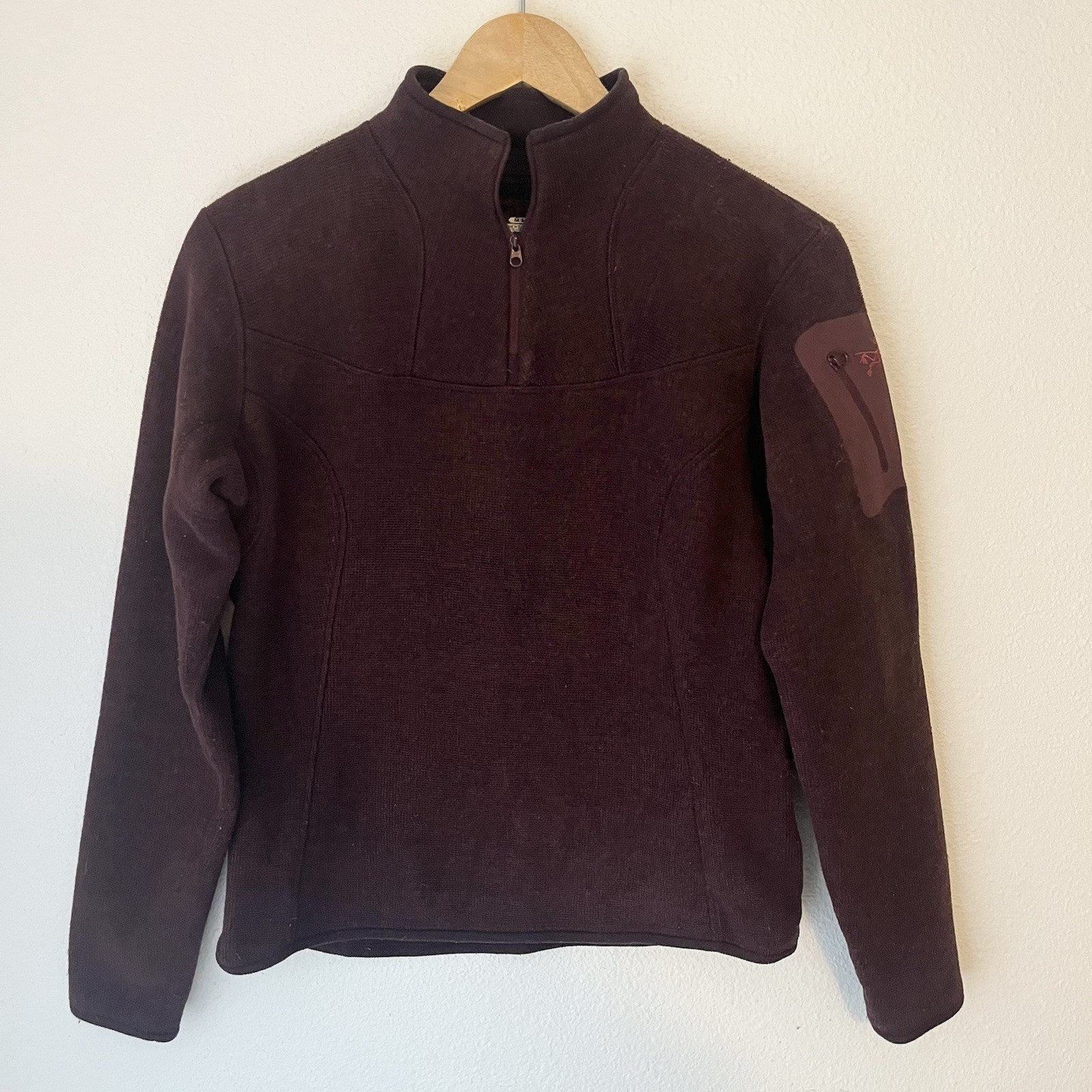 Arc'teryx Women's Polartec Fleece Medium Jacket 1/4 Zip Pullover Burgundy Maroon thumbnail 2