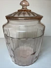 Antique Anchor Hocking Pink Depression Glass Biscuit Cookie Jar 11” H x 7” W Vtg
