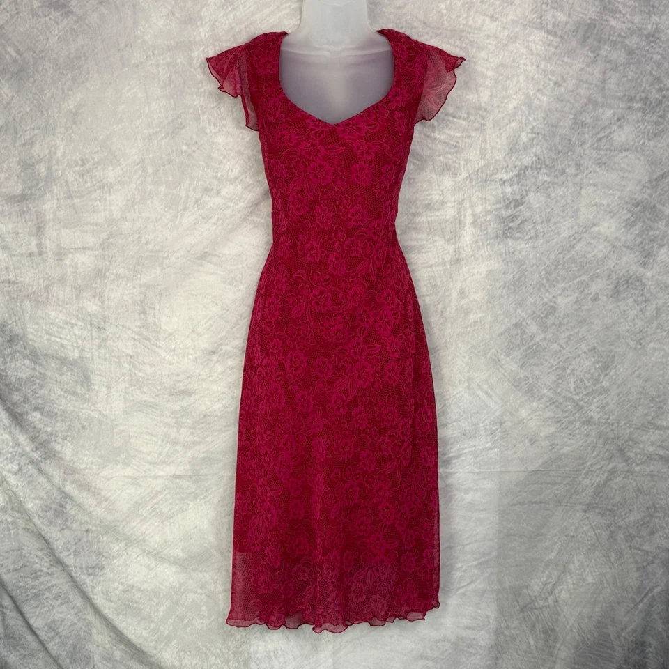 Vestido Floral de Colección Y2k DressBarn Talla 10 Borgoña Rosa Vacaciones Cabricho Fairycore Foto 2 de 4