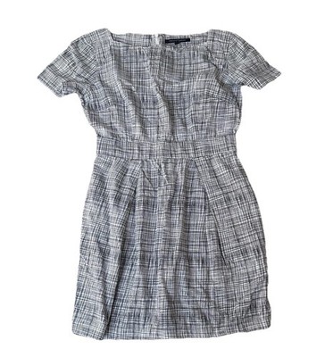 FRENCH CONNECTION White Abstract Print Structured Mini Dress - Size 12 - VGC