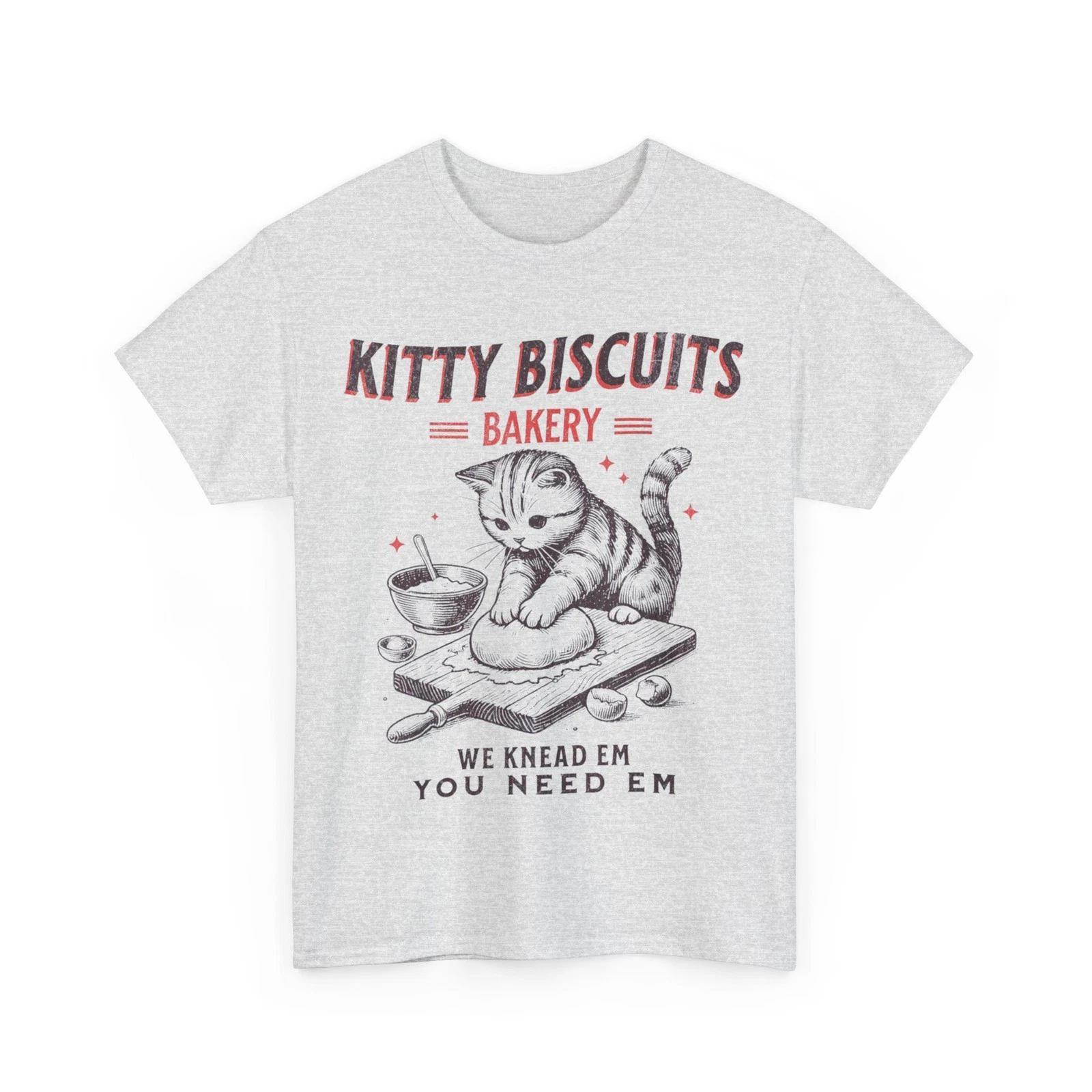 Cat Baking T-Shirt, Kitty Biscuits We Knead Em Funny Shirt
