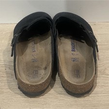 Birkenstock Boston Black Suede Comfort Clogs Women EU 39 Cork Footbed Buckle