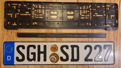 German License Plate Authentic + Typical FRAME (Plateholder) Read Automobile