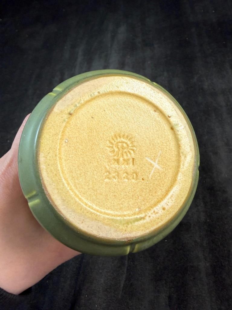 Rookwood Art Pottery Matte Olive Green Vase Shape 2320 Made in 1921 7.75 Inch