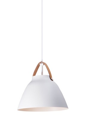 Tan Leather   White One Light Pendant from the Nordic Collection