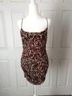 Fashion Nova Leopard Print Thin Strap Ruched Mini Dress Size L New With Tags