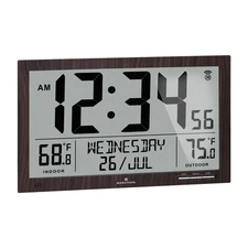 Wood Tone Weather Station Multi Lingual High Definition 7 Time Zones Probe 80...