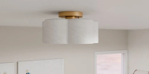 Quoizel QSF6760 Lilly 14"W Flush Mount Drum Ceiling Fixture - Black - Picture 6 of 7