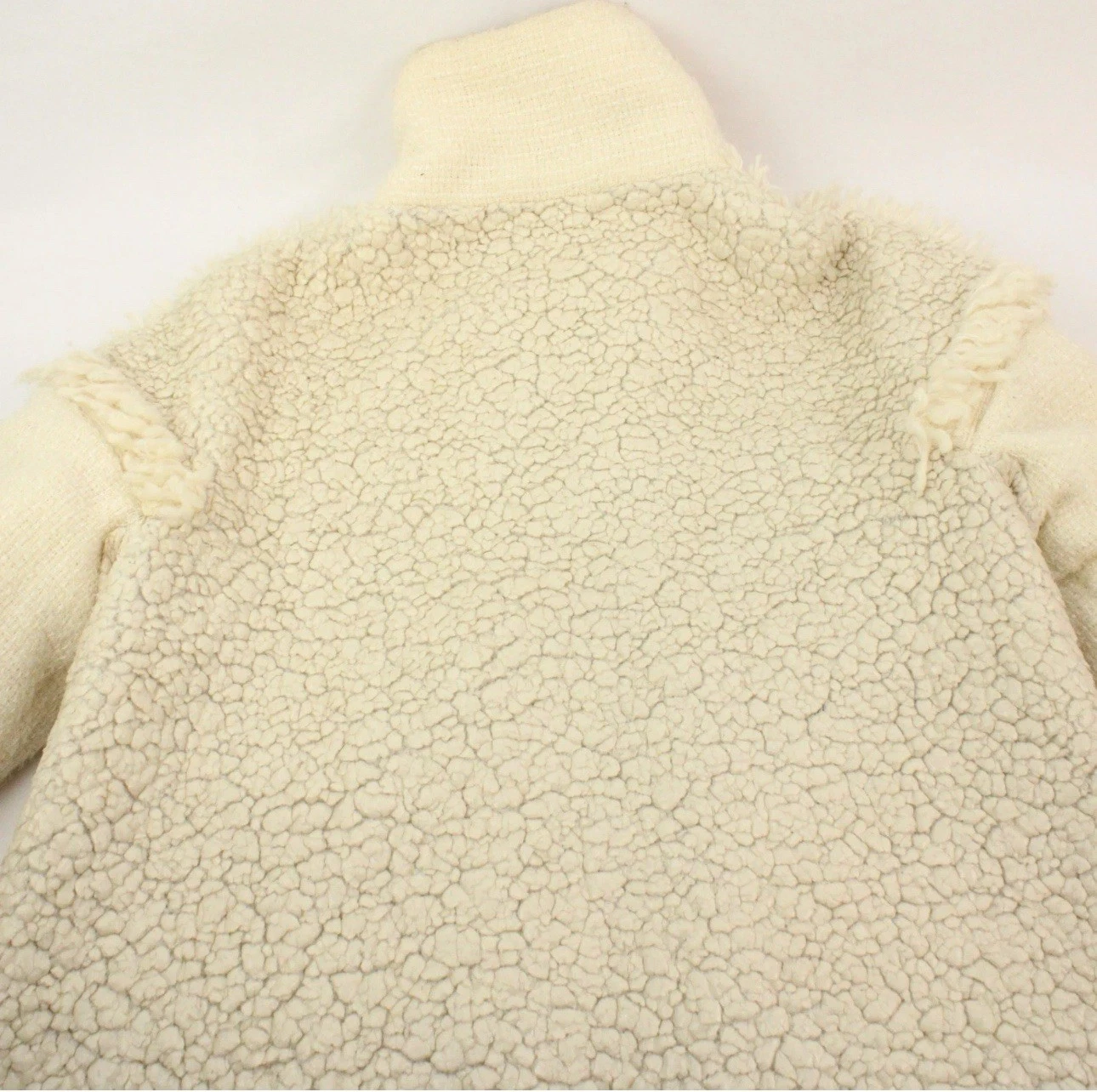 Cappotto CHANEL panna tweed e finto shearling full zip FR 36