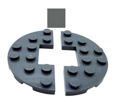 LEGO   2x plate 3x6 half-round with cutout dark gray 18646 6218084 dark stone