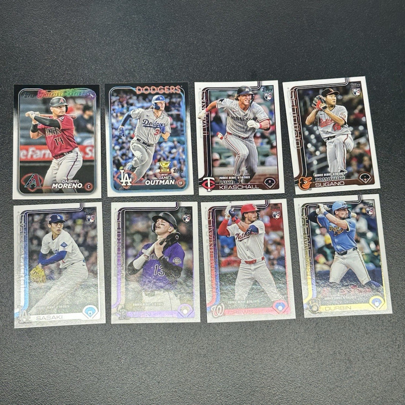 2025 Topps Chrome Update MLB Debut Rookie 8-Card Lot Moreno Outman Sasaki