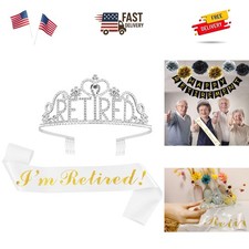 Retirement Party Decorations Retired Tiara/Crown, Retired Sash for Women Reti...