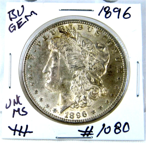 1896 MORGAN SILVER DOLLAR FROM ORIGINAL BANK BAG GEM BU US MINT #1080