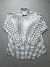 Mizzen Main Dress Shirt Mens Large White Check Non Iron Stretch Long Sleeve