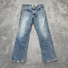 Vintage Lucky Brand Jeans Mens 33 Blue Dungarees Straight Leg Denim Logo Cotton