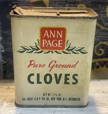 Vintage Ann Page Pure Ground Cloves Tin Great A&P Tea NYC - Product Inside