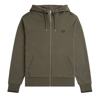 Fred Perry Hoodie mit durchgehendem Reißverschluss grün - Größe M Herrenbekleidung
