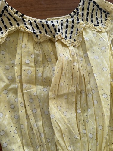 Beautiful Antique Edwardian Girl’s Yellow Print Dress Lace & Velvet Collar 1910s - Picture 11 of 17