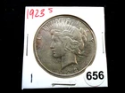 1923-s PEACE $1 Dollar Coin #1 90% Silver San Francisco Mint Looks VF+ Condition