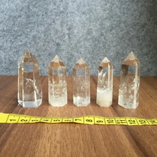 5PCS Natural clear obelisk quartz crystal point tower wand reiki healing