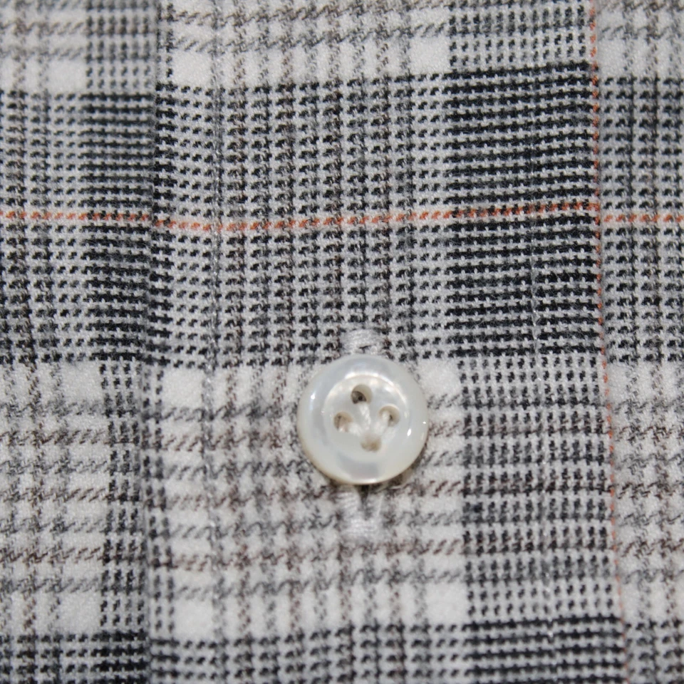 Luciano Barbera NWT Casual Button Down Shirt Size M in Gray Plaid 100% Cotton - Image 3 of 4