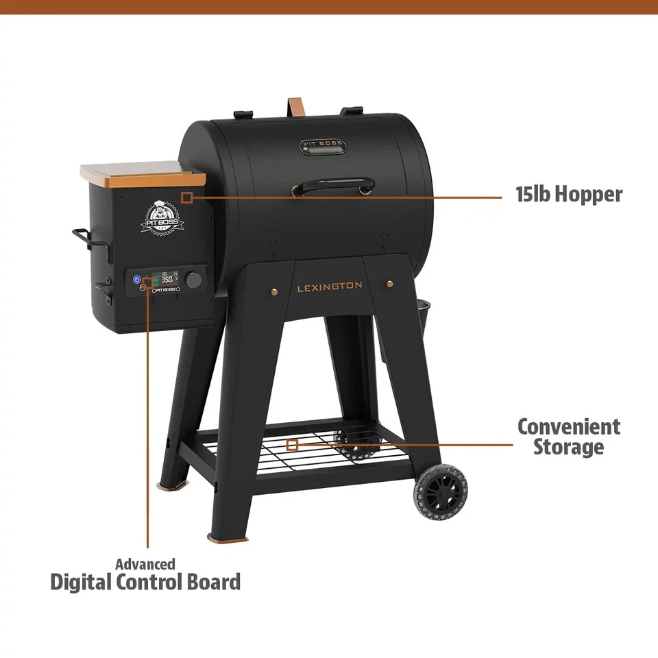 Pit Boss Lexington 500 Sq in Wood Fired Pellet BBQ Grill and Smoker Onyx Series - Image 2 of 4