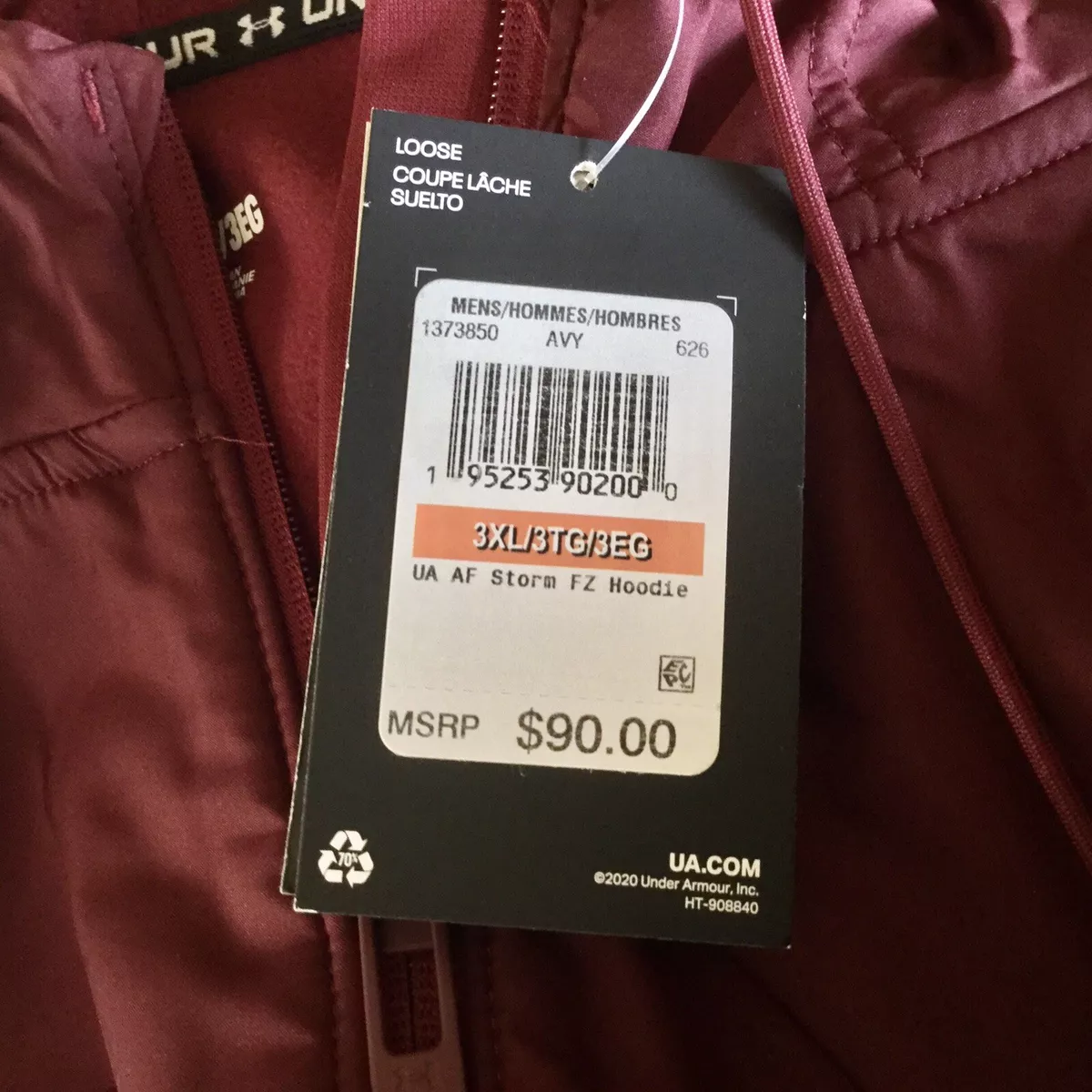 New 90 UNDER ARMOUR Armour Fleece Storm Full Zip Hoodie 137385