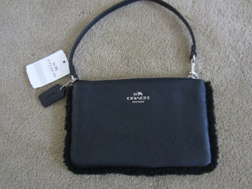 00's archive coach enamel hand bag BLACK