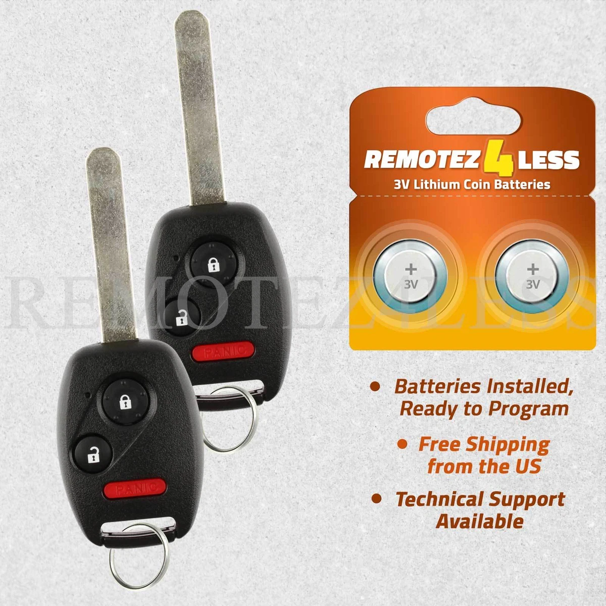 2 Repuestos De Llavero/control Remoto Para Honda Ridgeline 2006-2011 - Frecuencia 313.8MHz, Para Programar