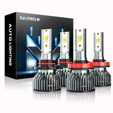 Front H11 9005 LED Headlight Bulbs Combo High Low Beam Super Bright Mini Size