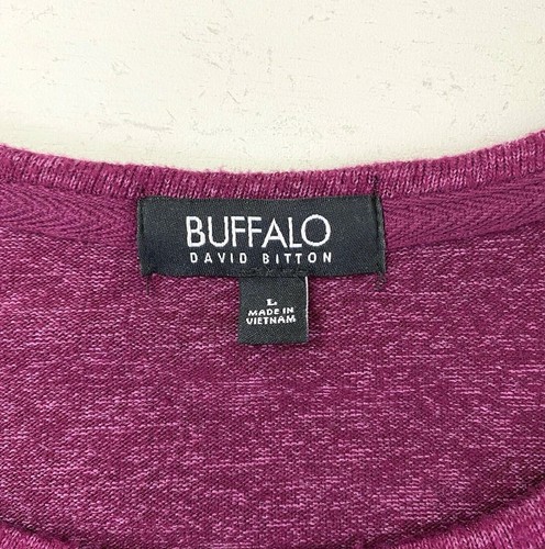 Buffalo David Bitton Men's Size L Solid Maroon Viscose Blend Crew-Neck T-Shirt - Picture 3 of 10